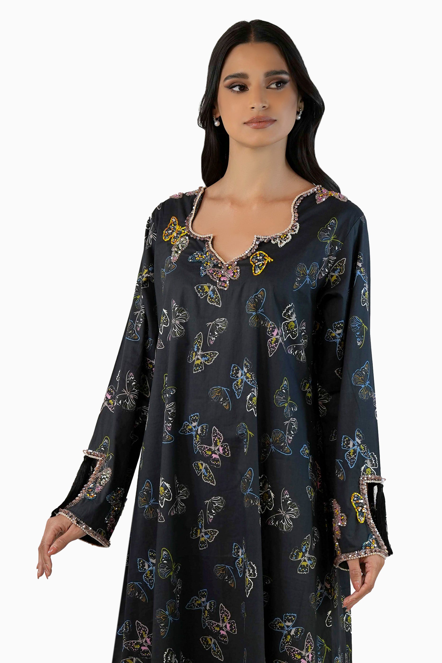 Lola Tar - Floral Printed Kaftan with tassels
