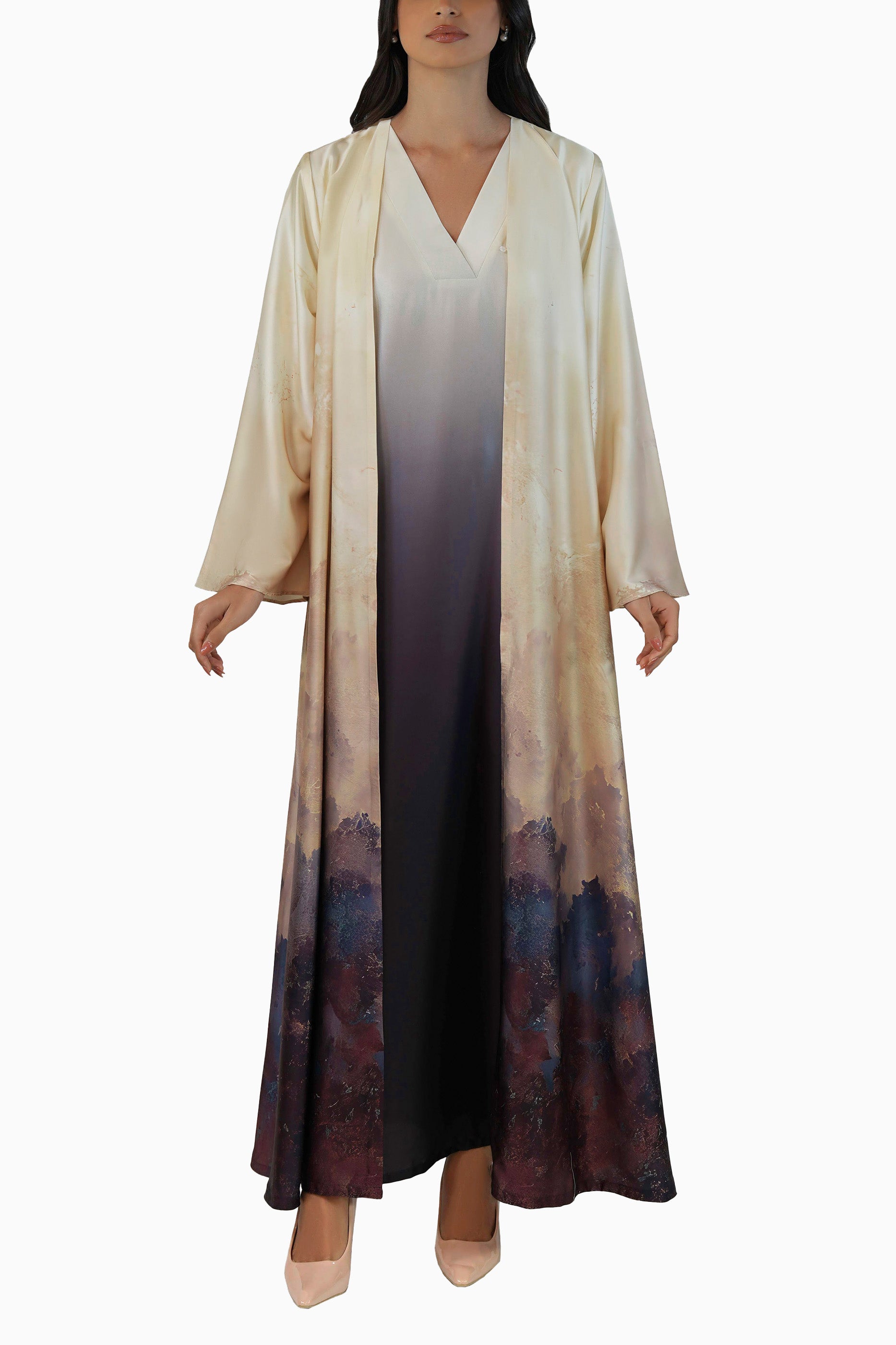 Lilacream - Printed Ombre Abaya Set