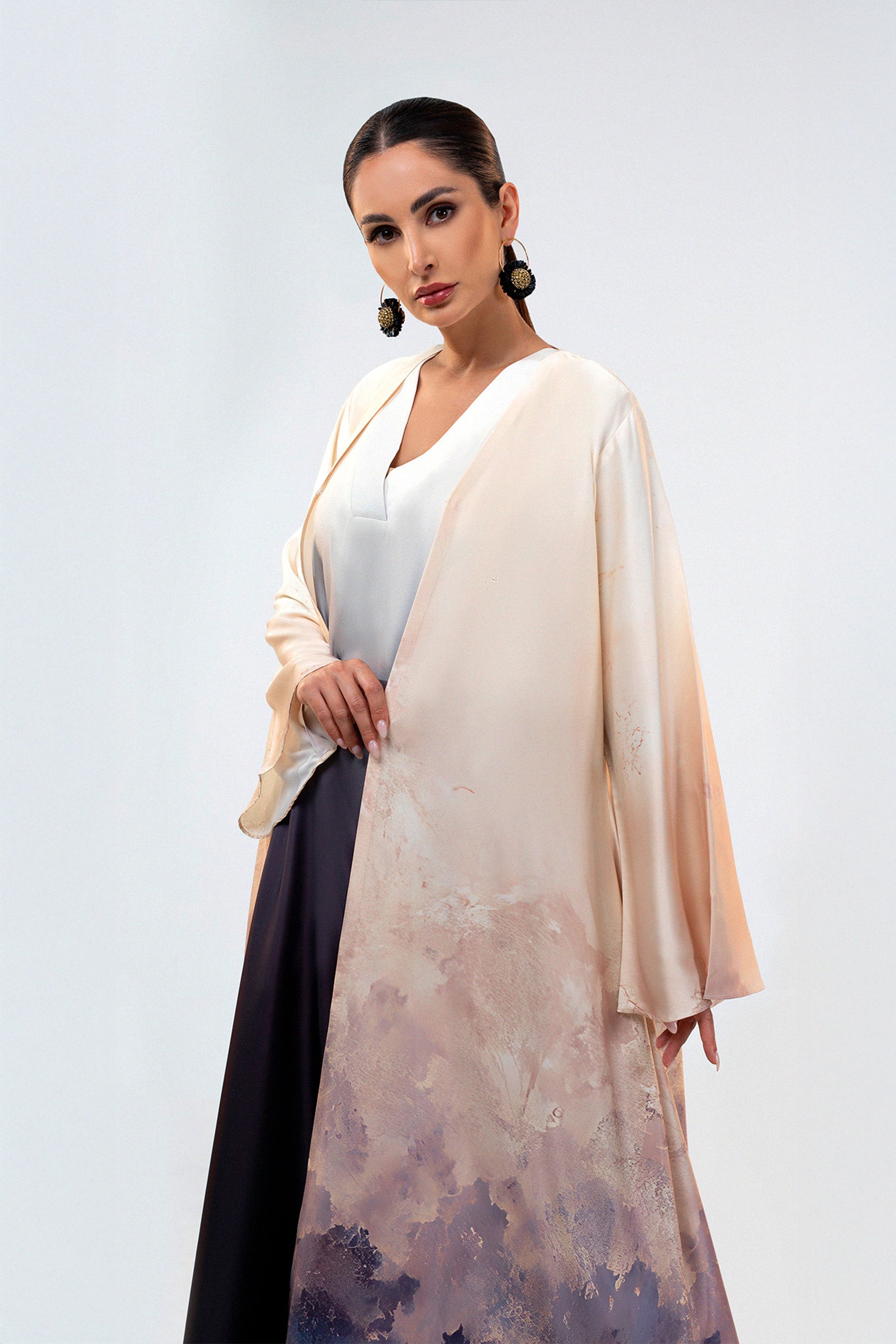 Solarush  - Printed Ombre Abaya Set