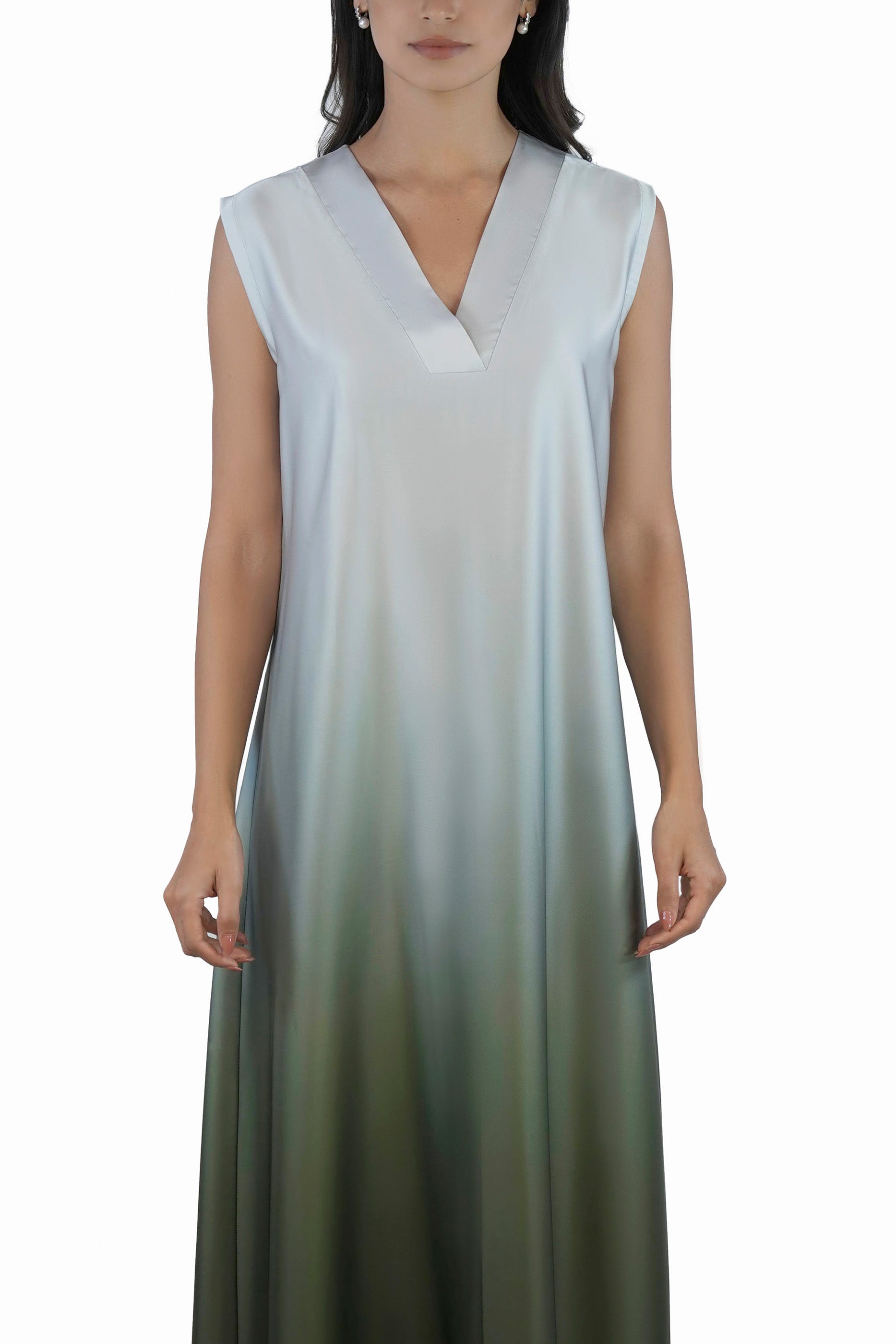 Sage - Printed Ombre Abaya Set