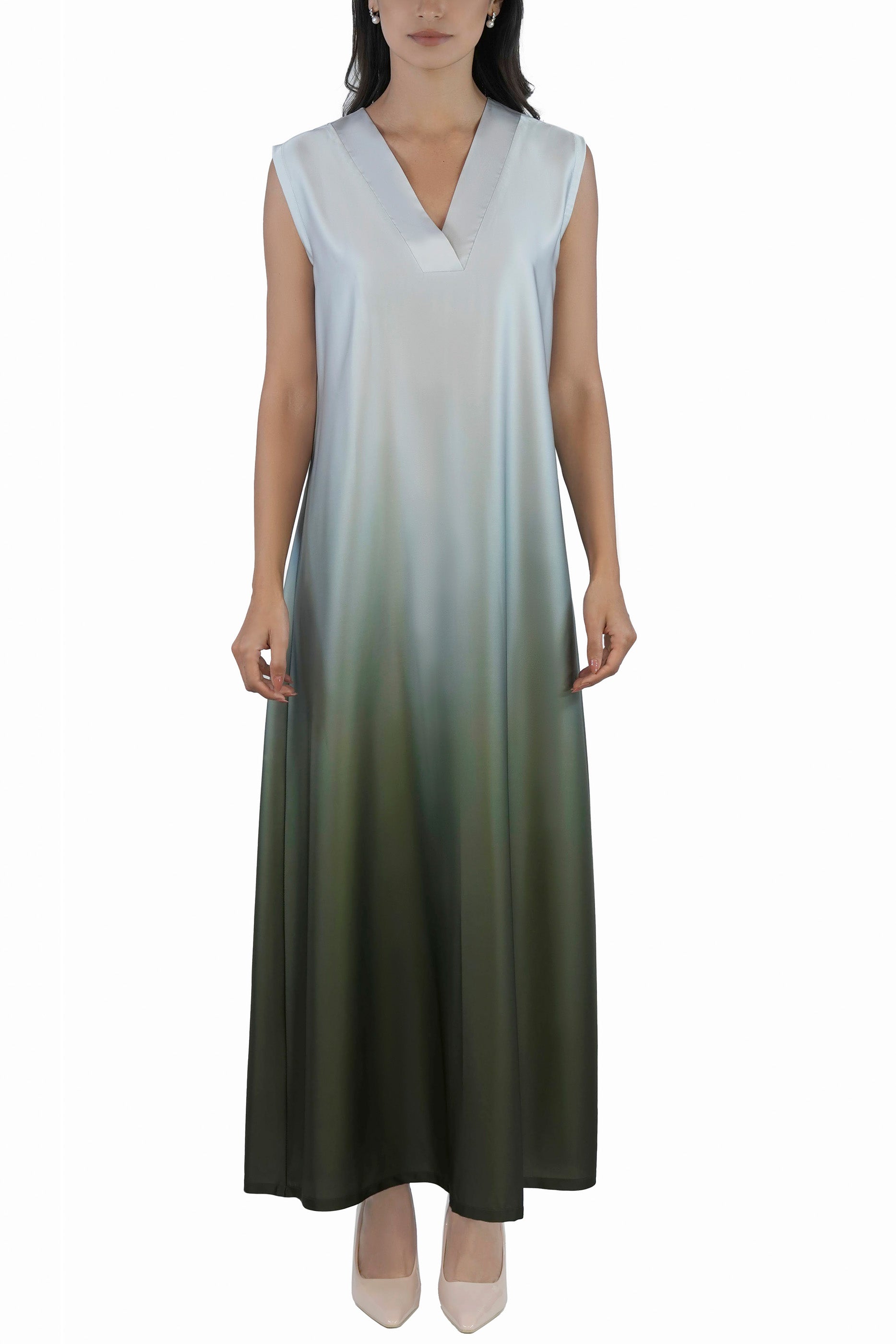 Sage - Printed Ombre Abaya Set
