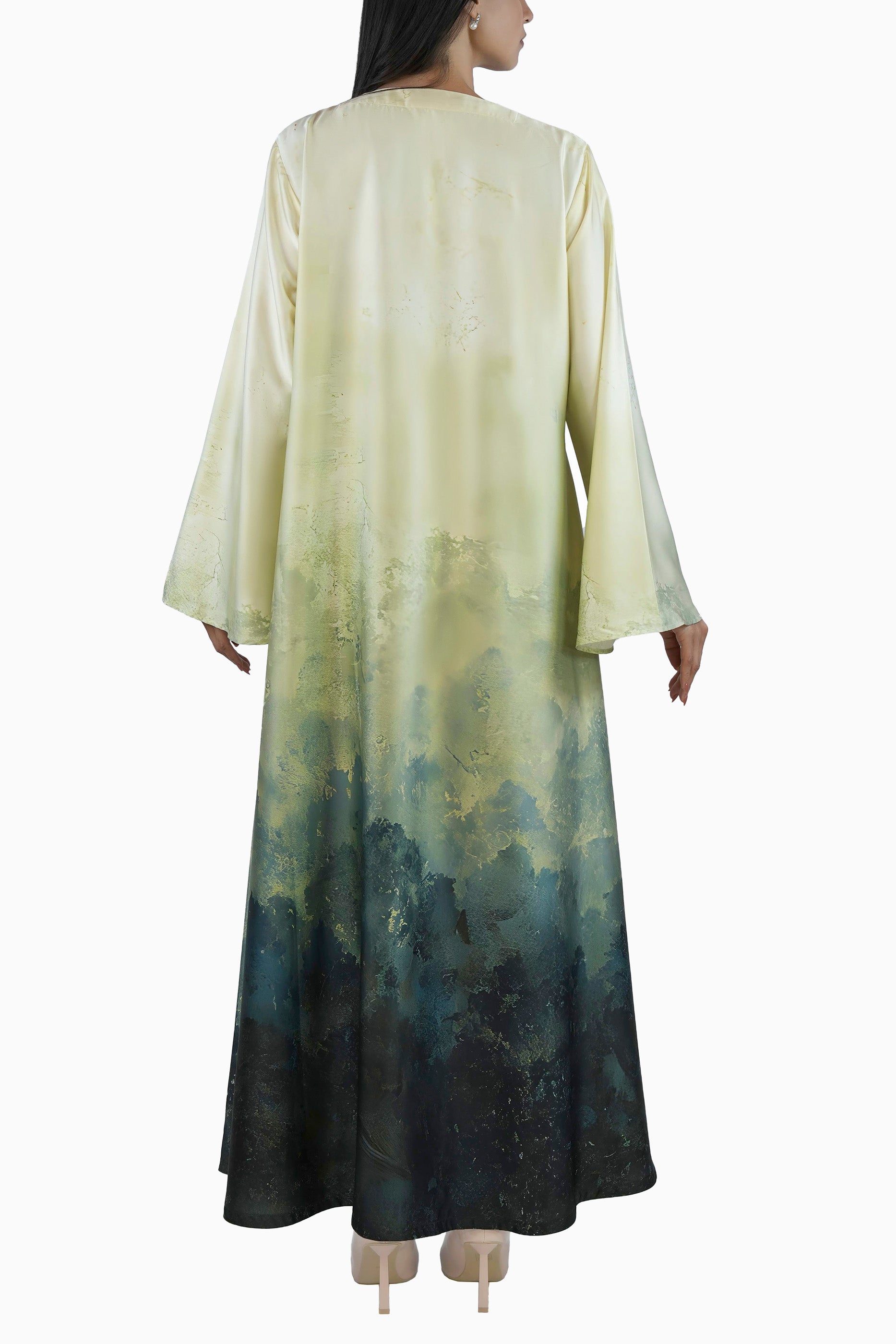 Sage - Printed Ombre Abaya Set
