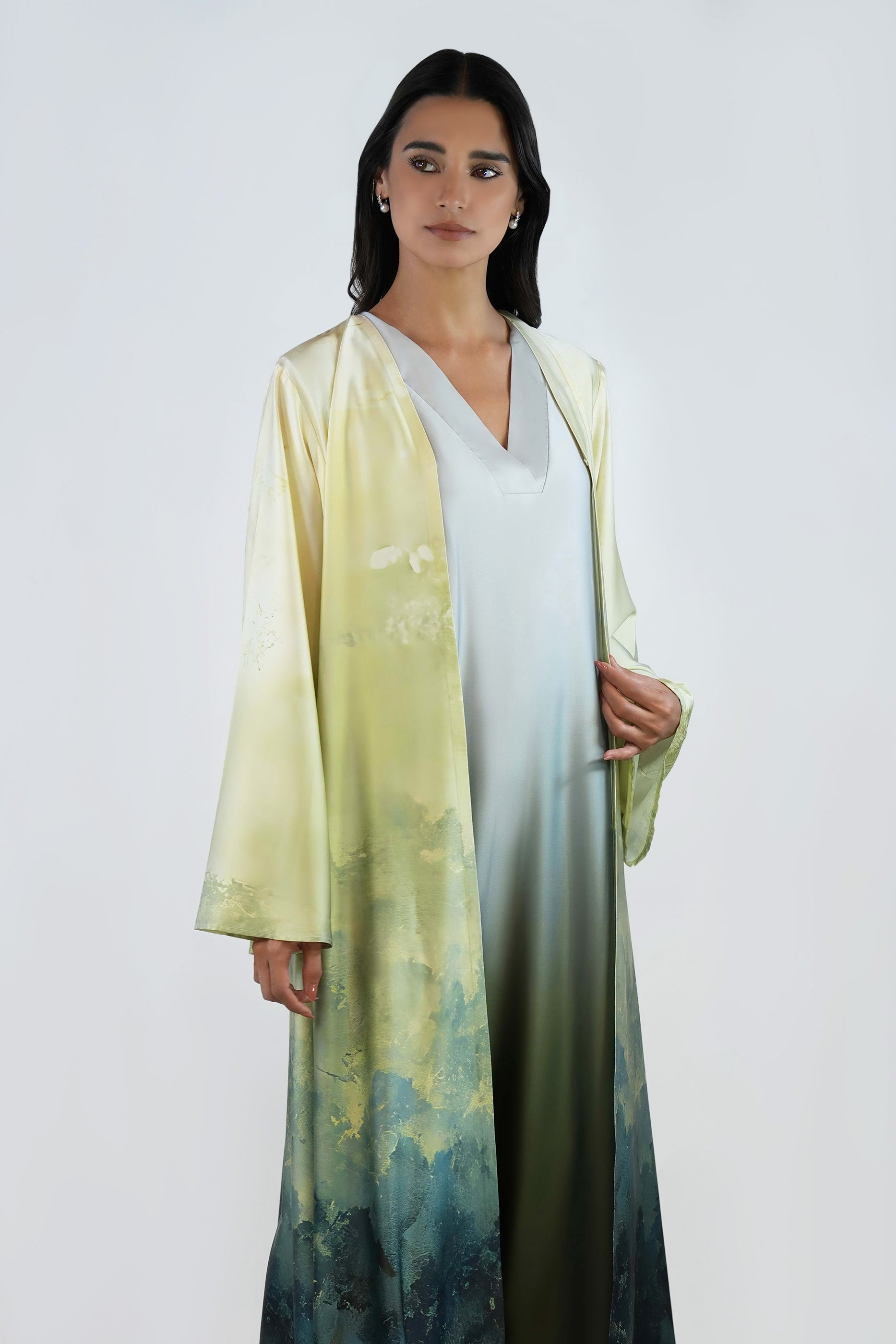 Lilacream - Printed Ombre Abaya Set