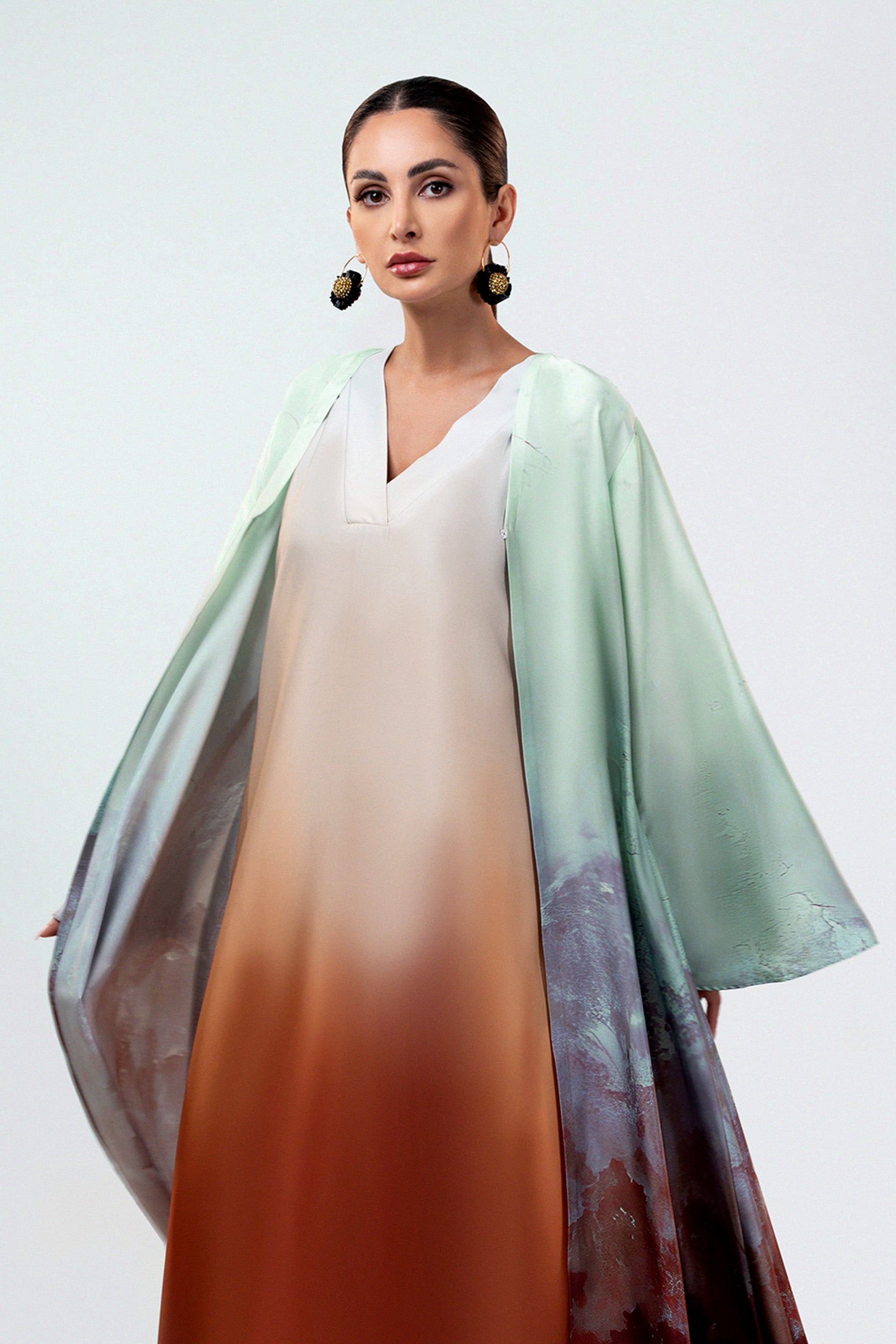 Lilacream - Printed Ombre Abaya Set