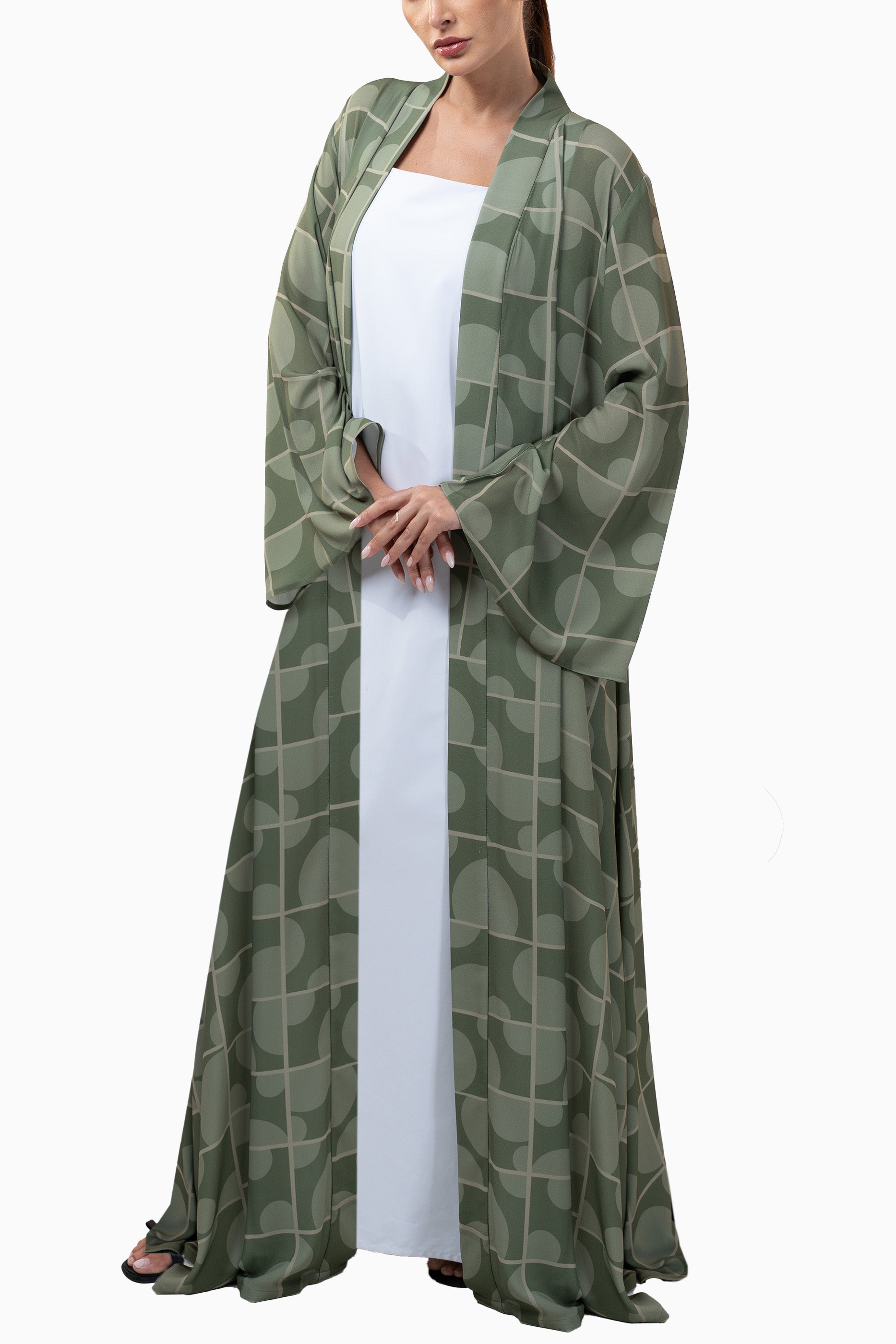 Orb Mint - Geometric Printed Abaya