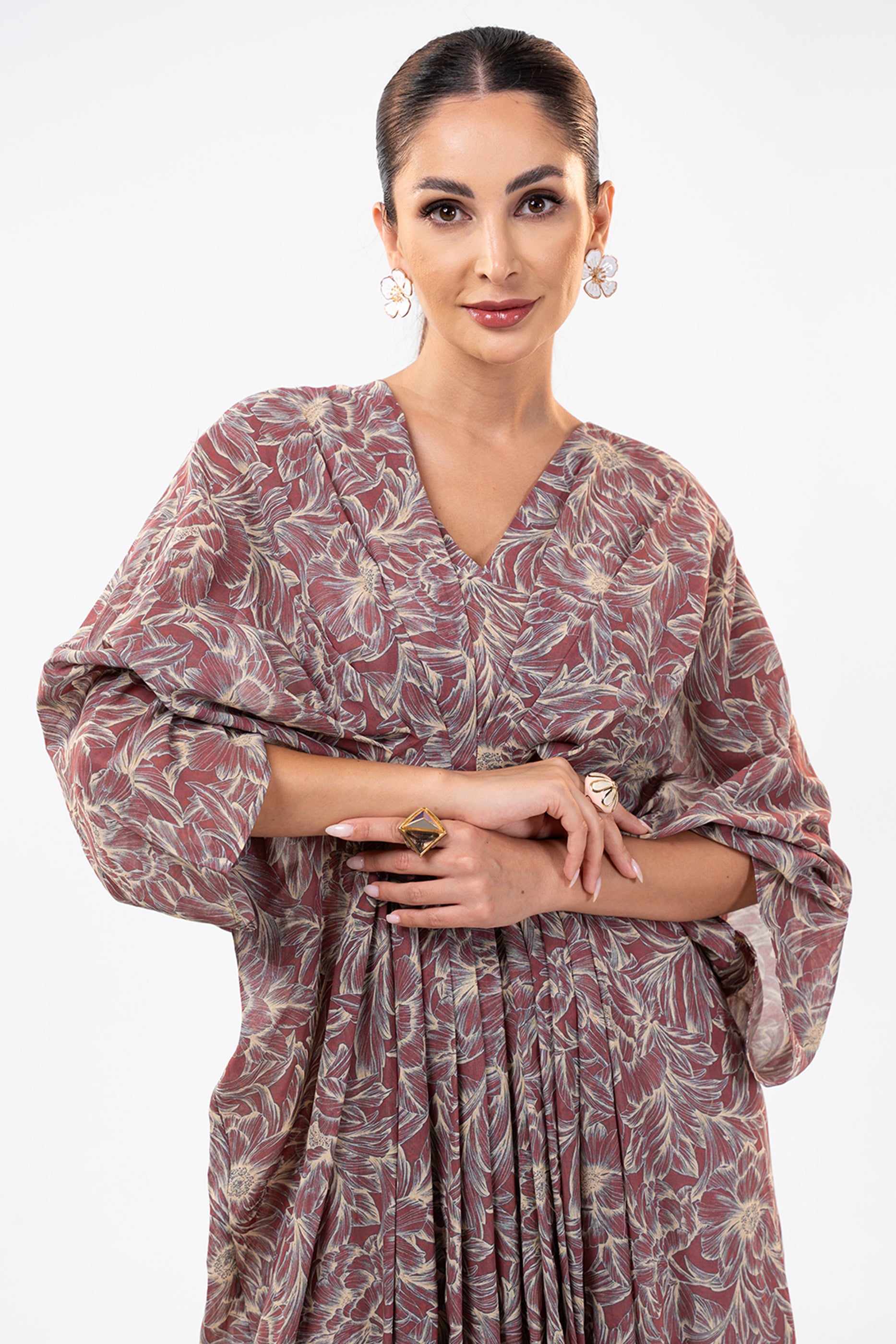 Rua Rust- Floral Print Dress
