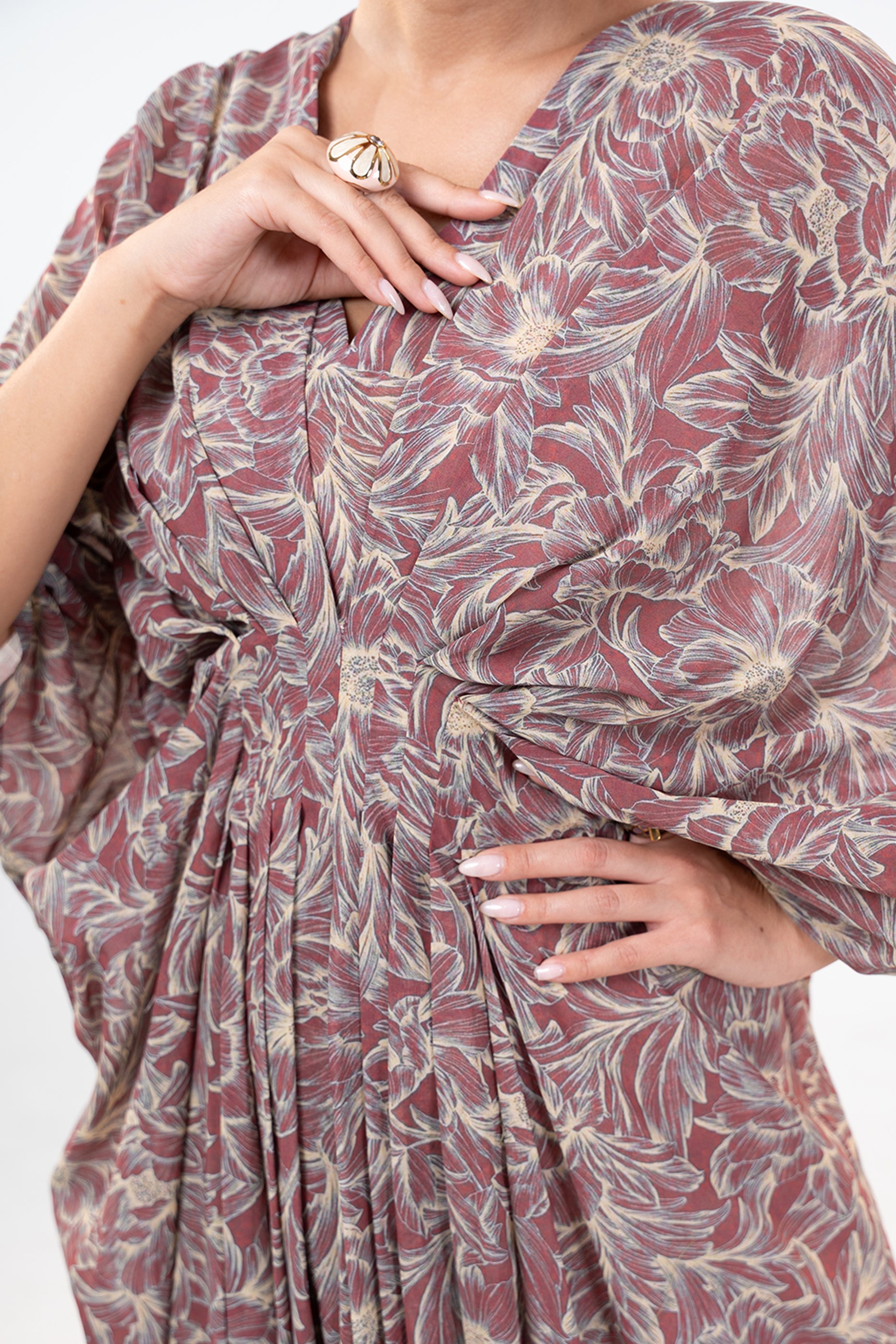 Rua Rust- Floral Print Dress