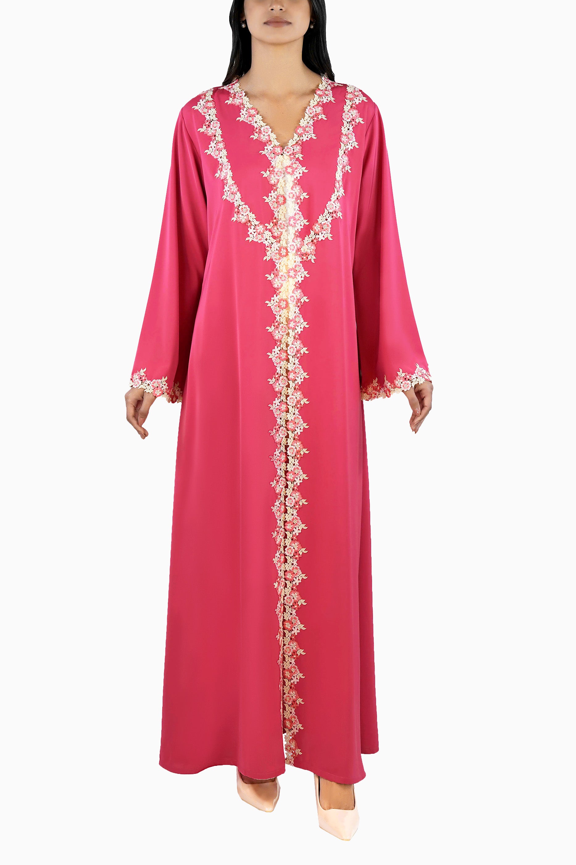 Sabah Peony- Floral Lace Abaya Set