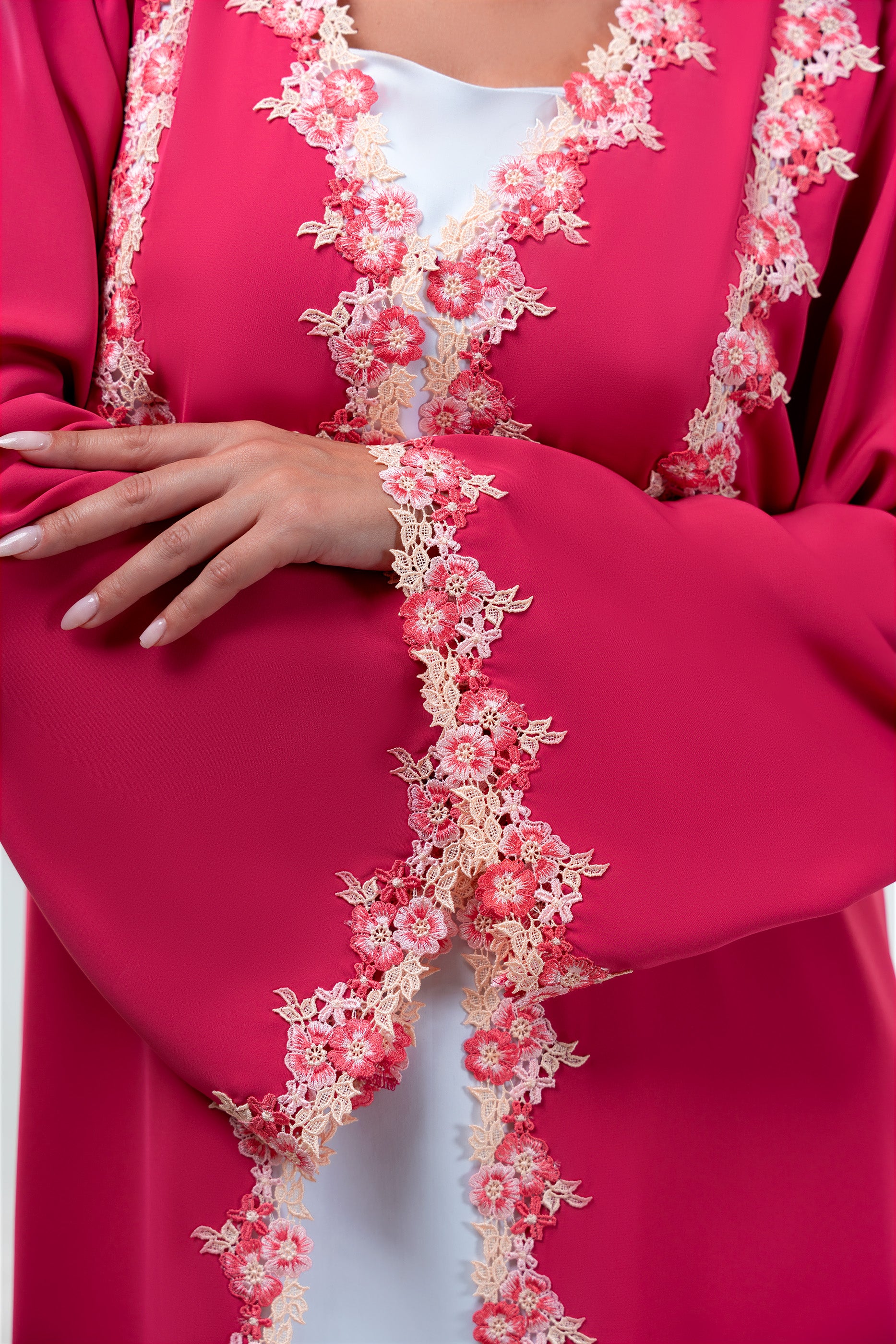 Sabah Peony- Floral Lace Abaya Set