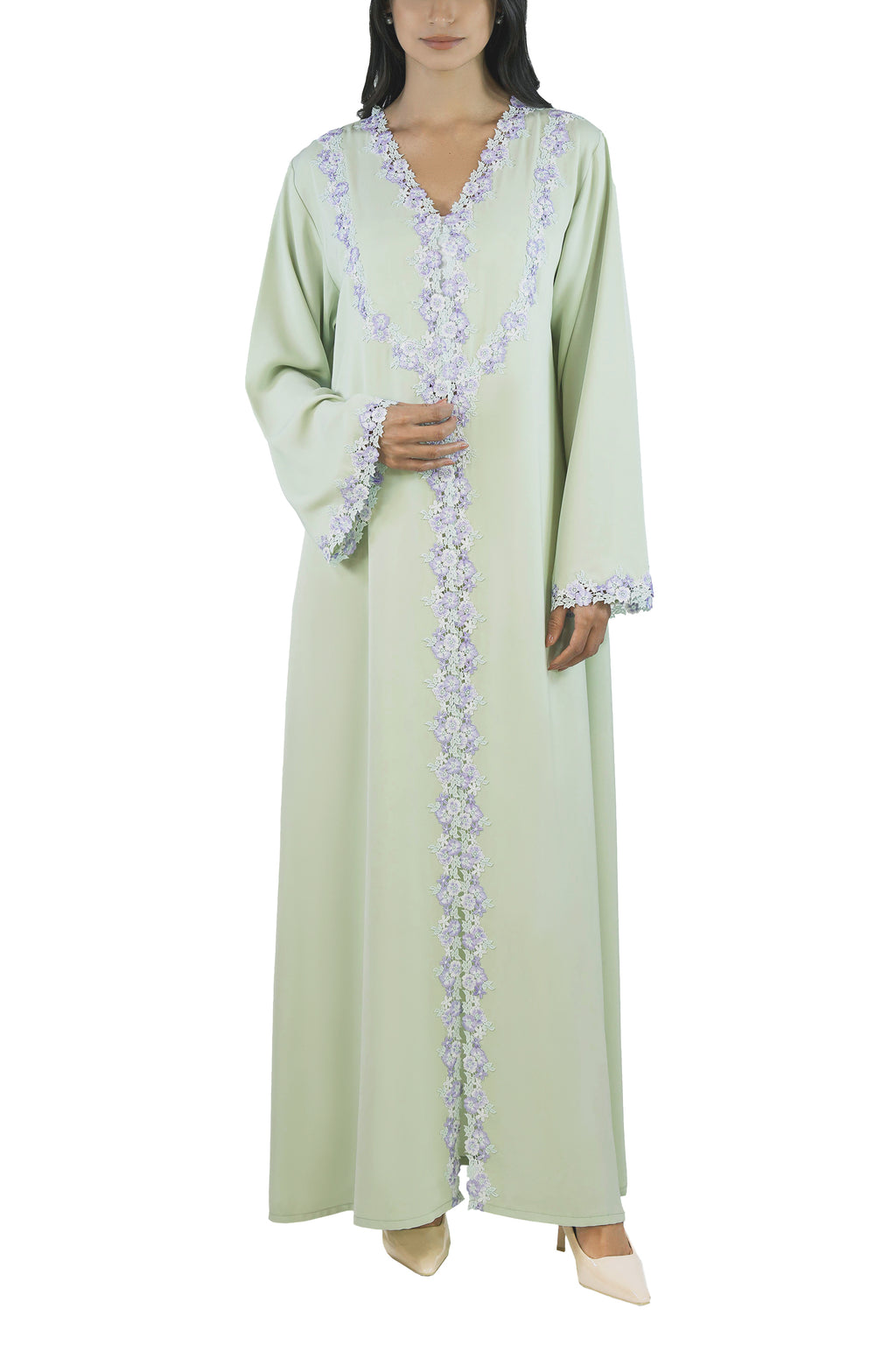 Sabah Willow- Floral Lace Abaya Set