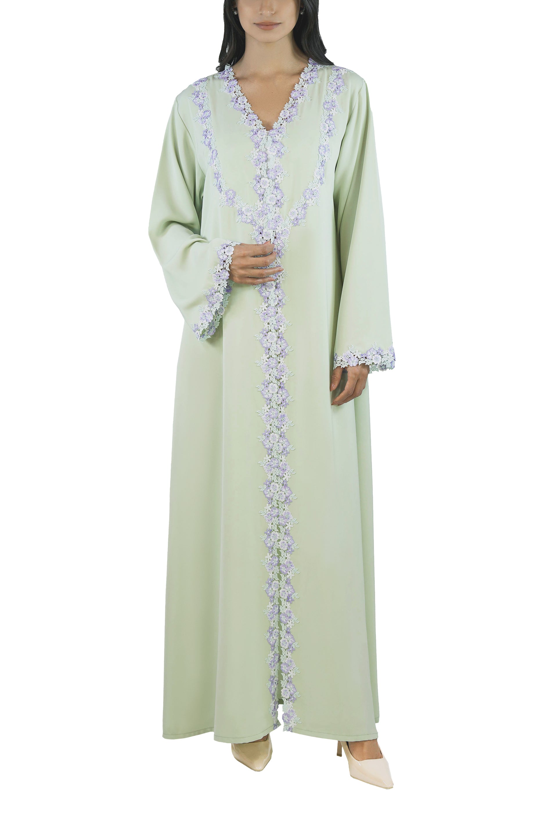 Sabah Willow- Floral Lace Abaya Set