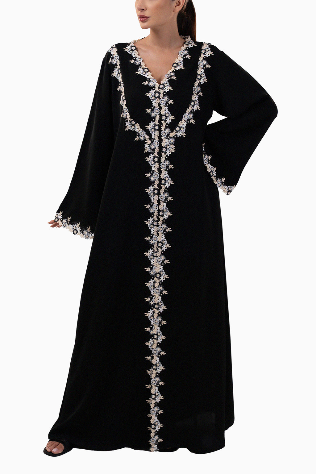 Sabah Tar - Floral Lace Abaya Set