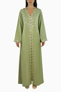 Sabah Olive- Floral Lace Abaya Set