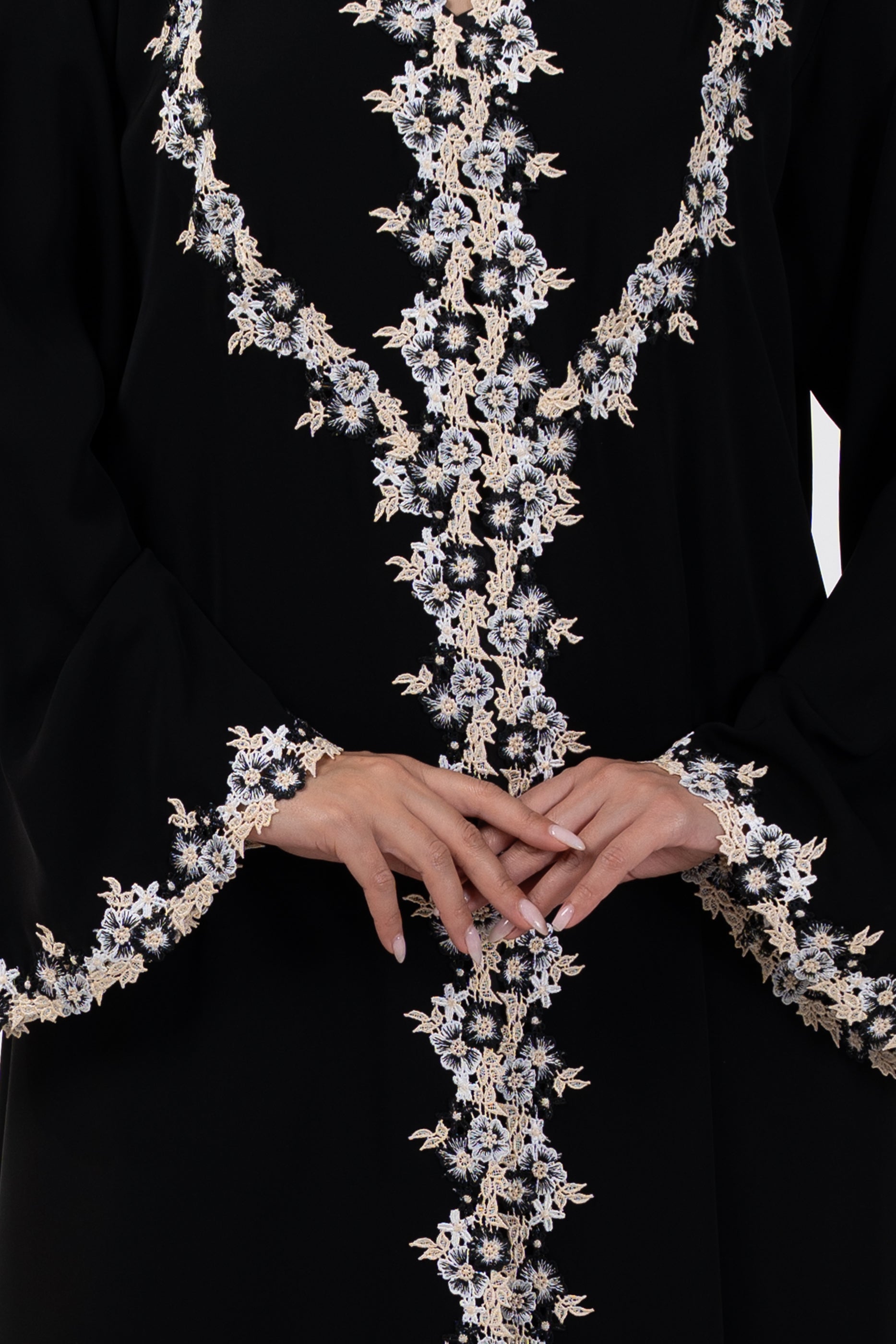 Sabah Tar - Floral Lace Abaya Set