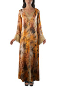 Saja Sand - Floral Lace Embroidered Kaftan with Inner dress Set