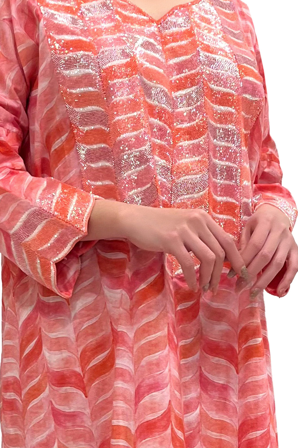 Sarah Kaftan - Printed Embroidery Dress