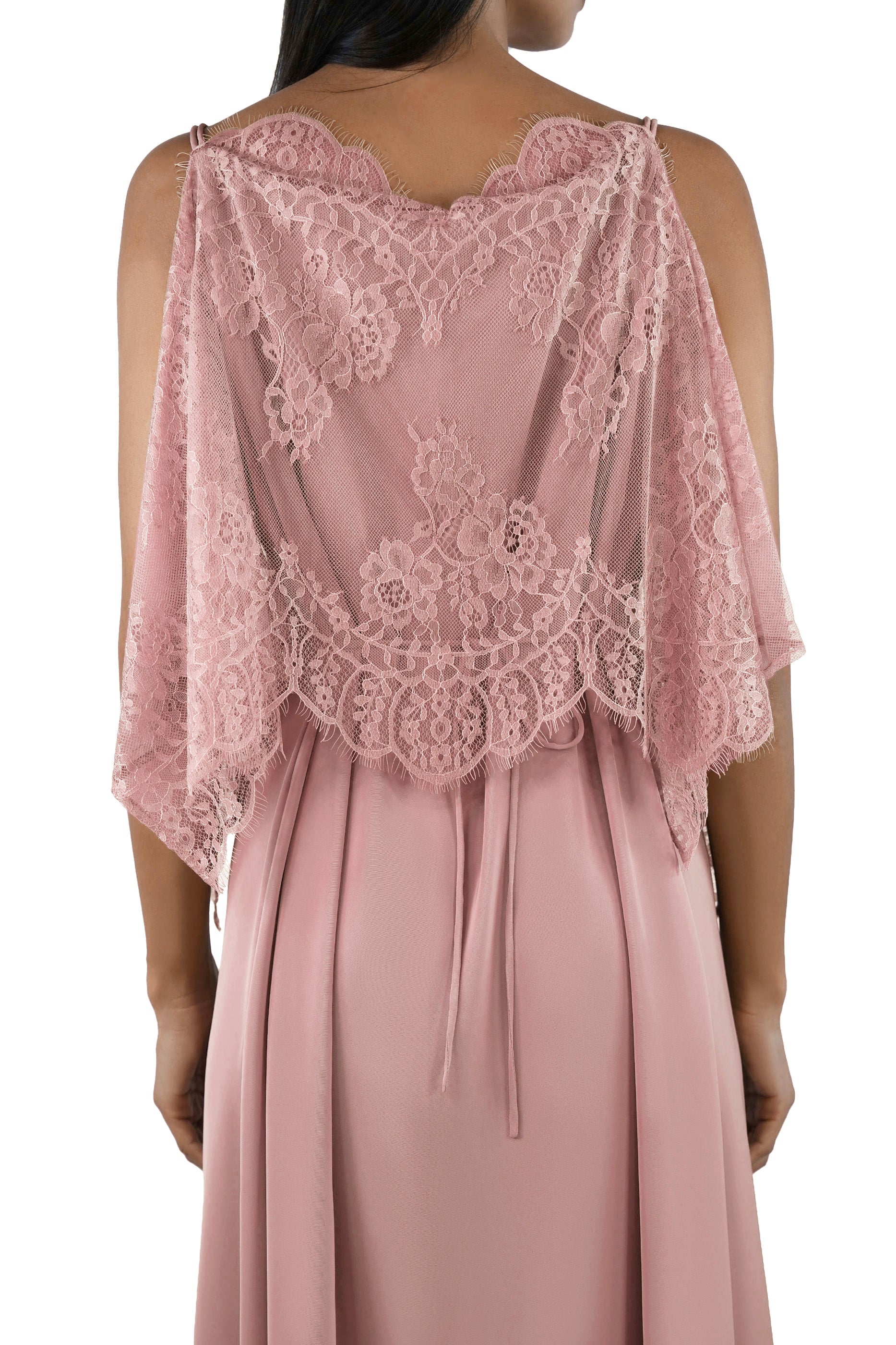 Shaden Blush - Lace Abaya with Lace Inner Dress Set