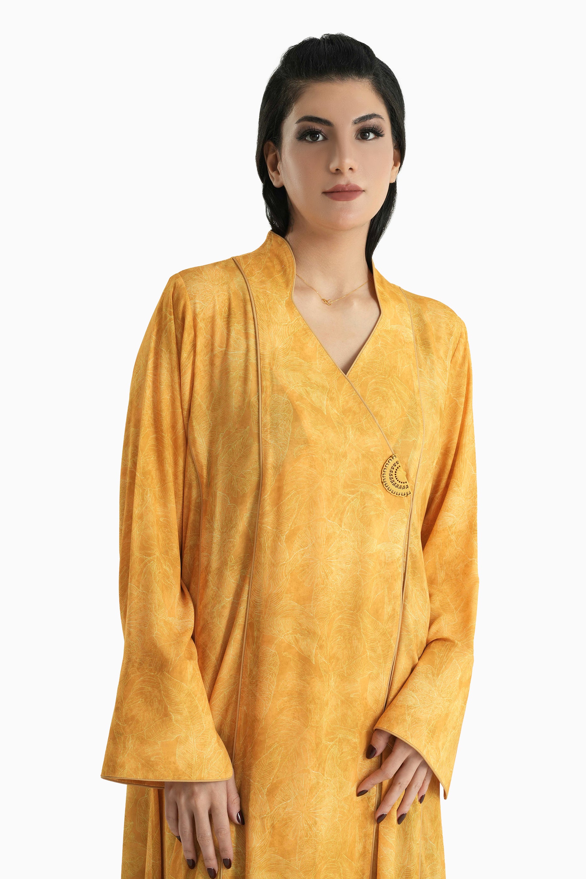 Visteria Sun - Mandarin Collar Printed Abaya