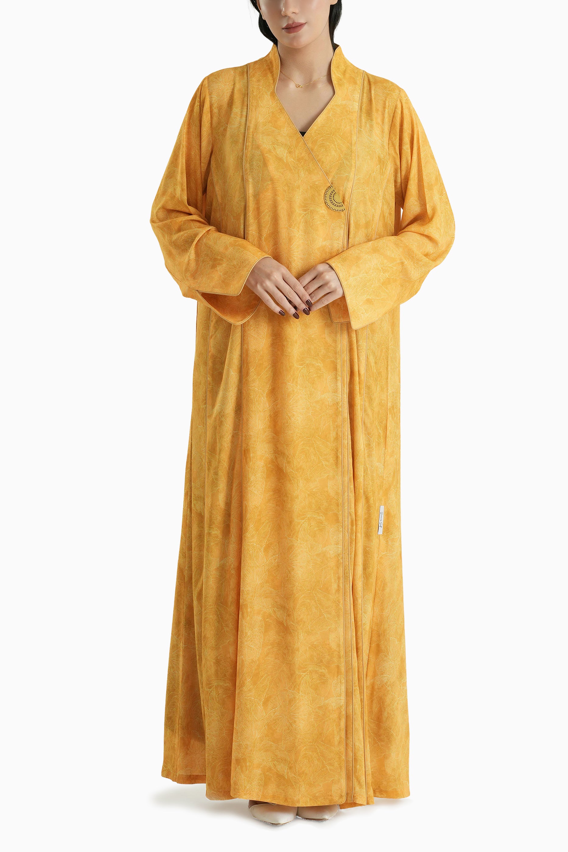 Visteria Sun - Mandarin Collar Printed Abaya