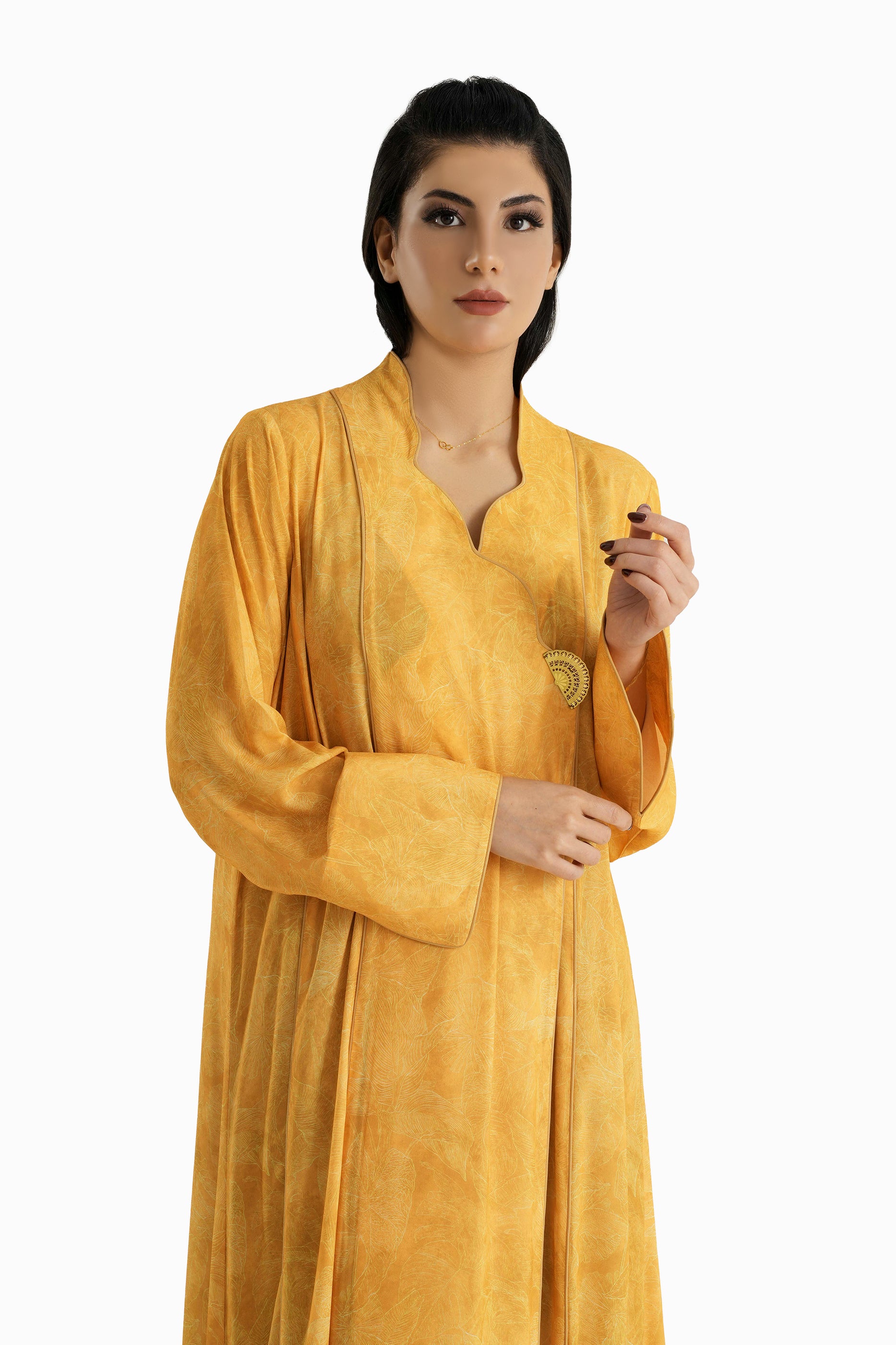 Wisteria Sun - Mandarin Collar Printed Abaya