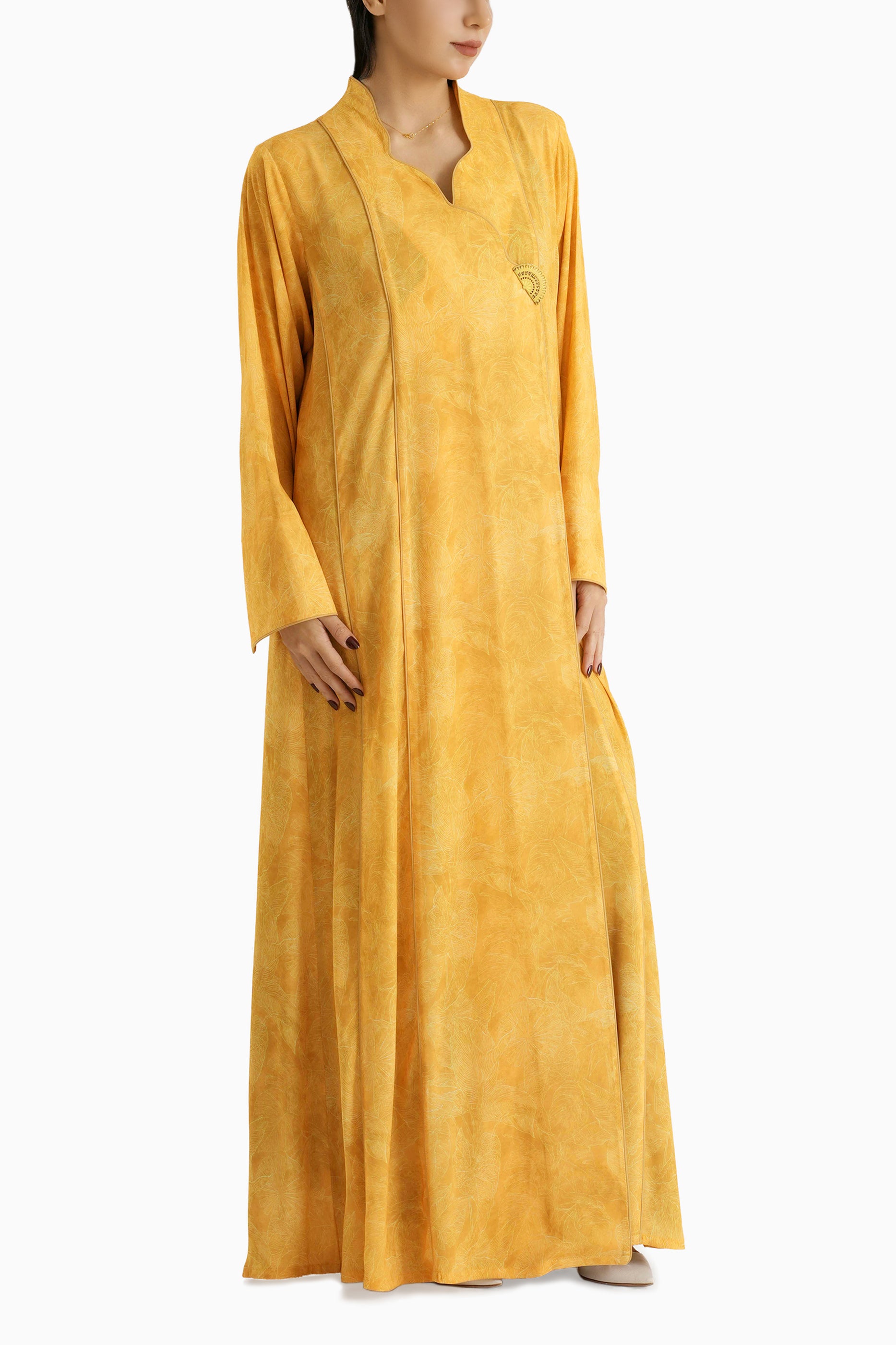 Wisteria Sun - Mandarin Collar Printed Abaya